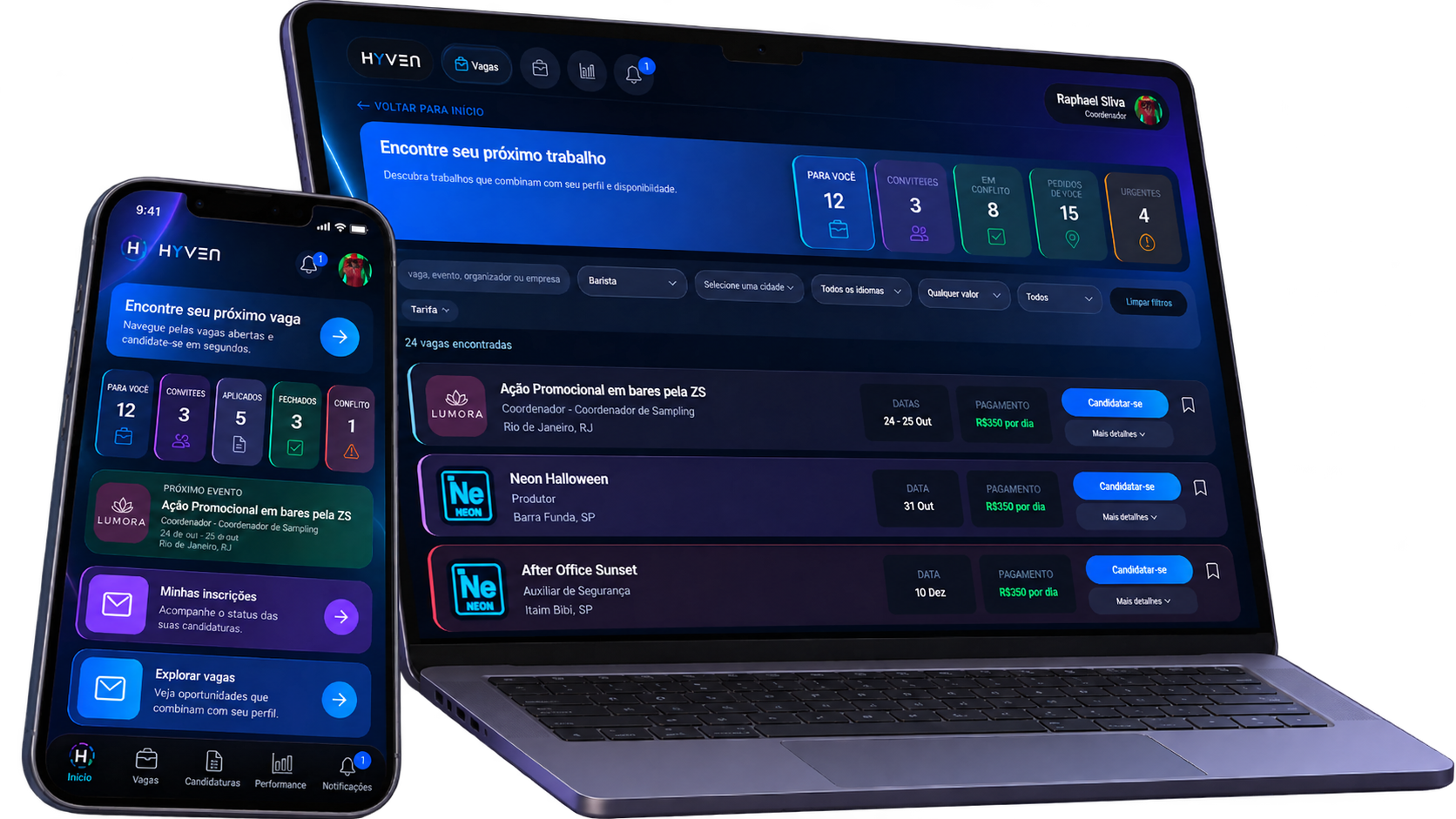 App Hyven — plataforma de contratação para eventos
